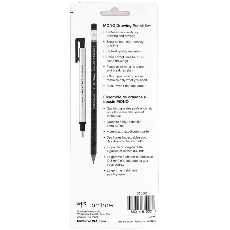 Tombow 61002 Mono Drawing Pencil, Combo Pack with Zero Eraser, Graphite 6-Pack, Black, 0.5mm - Image 3